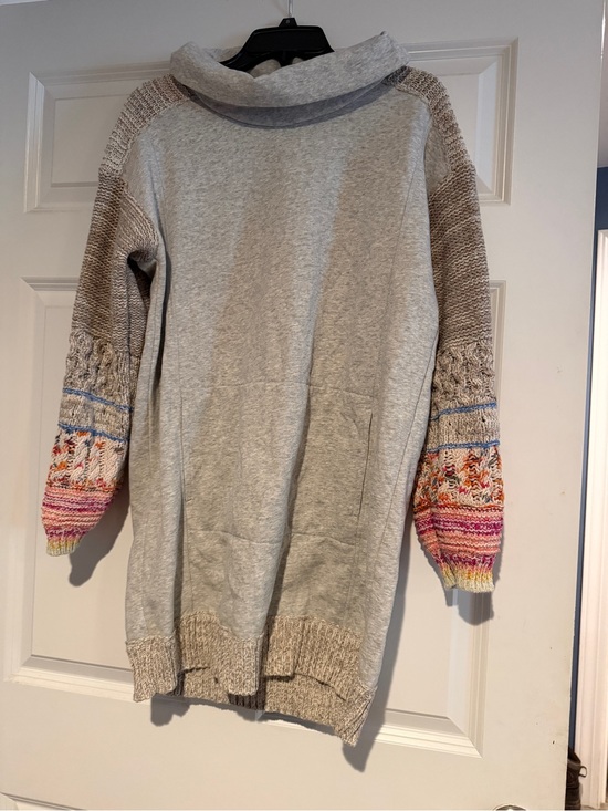 Daily Practice Sweaters - Daily Practice Cream Cowl Neck Sweater with Multicolor Knit Sleeves